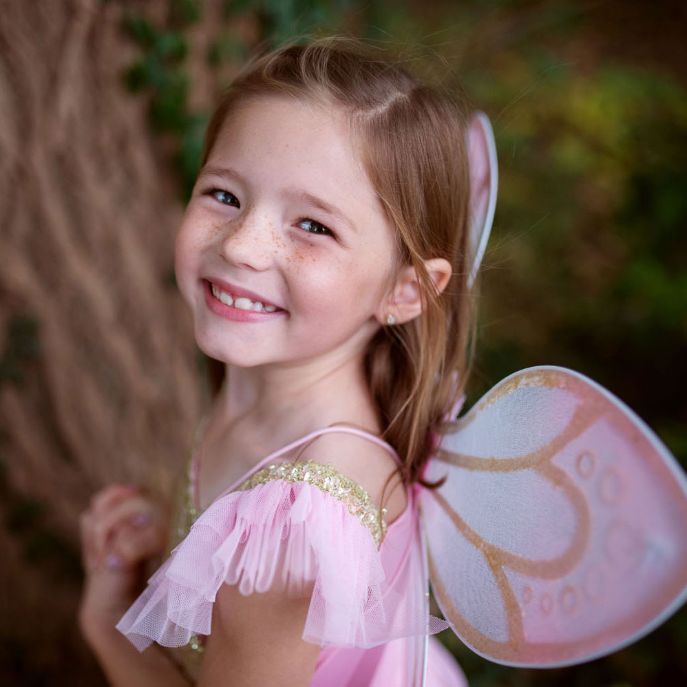 Kostüm Schmetterling Gold mit Flügeln, 5-7 Jahre