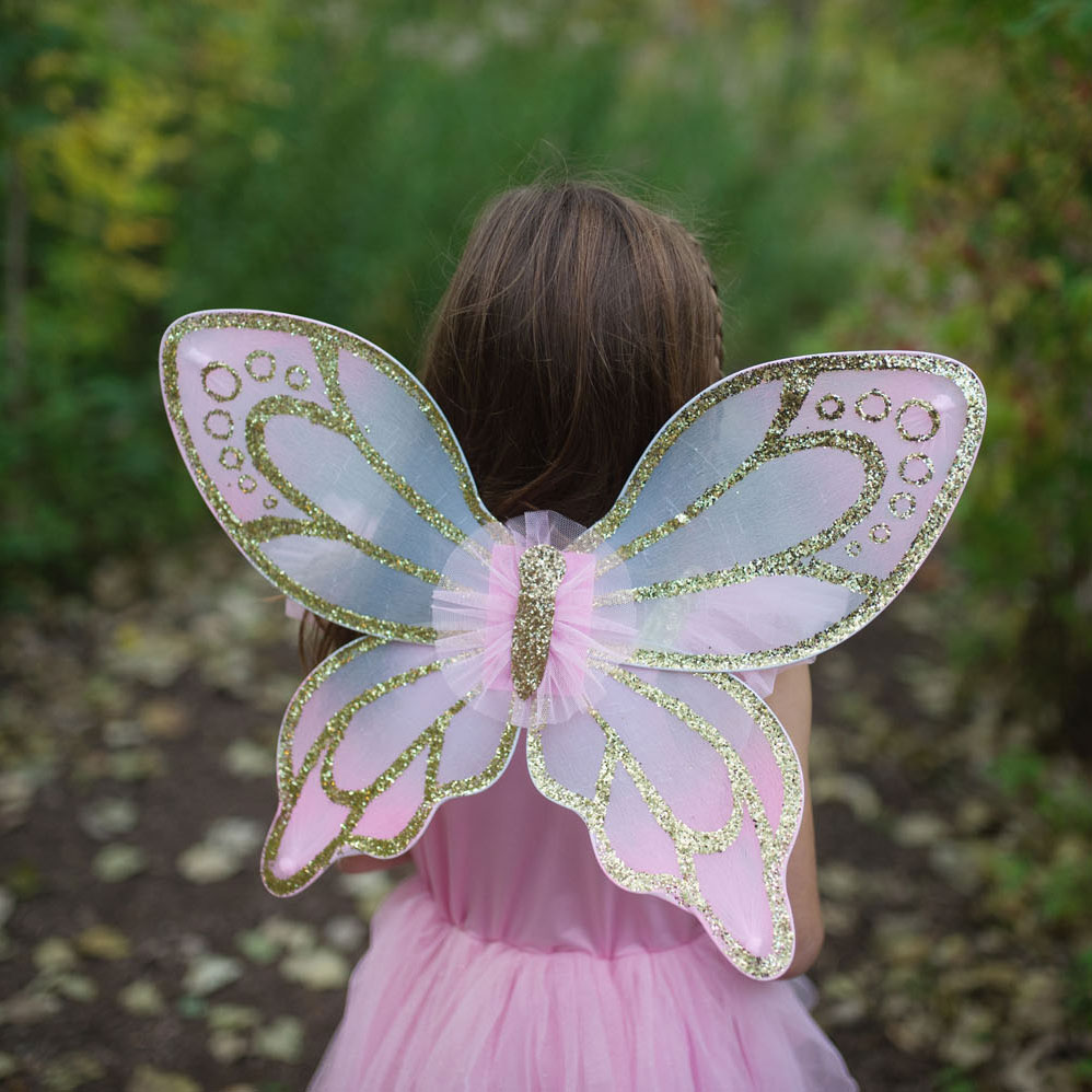 Anziehkleid Schmetterling Gold mit Flügeln, 5-7 Jahre