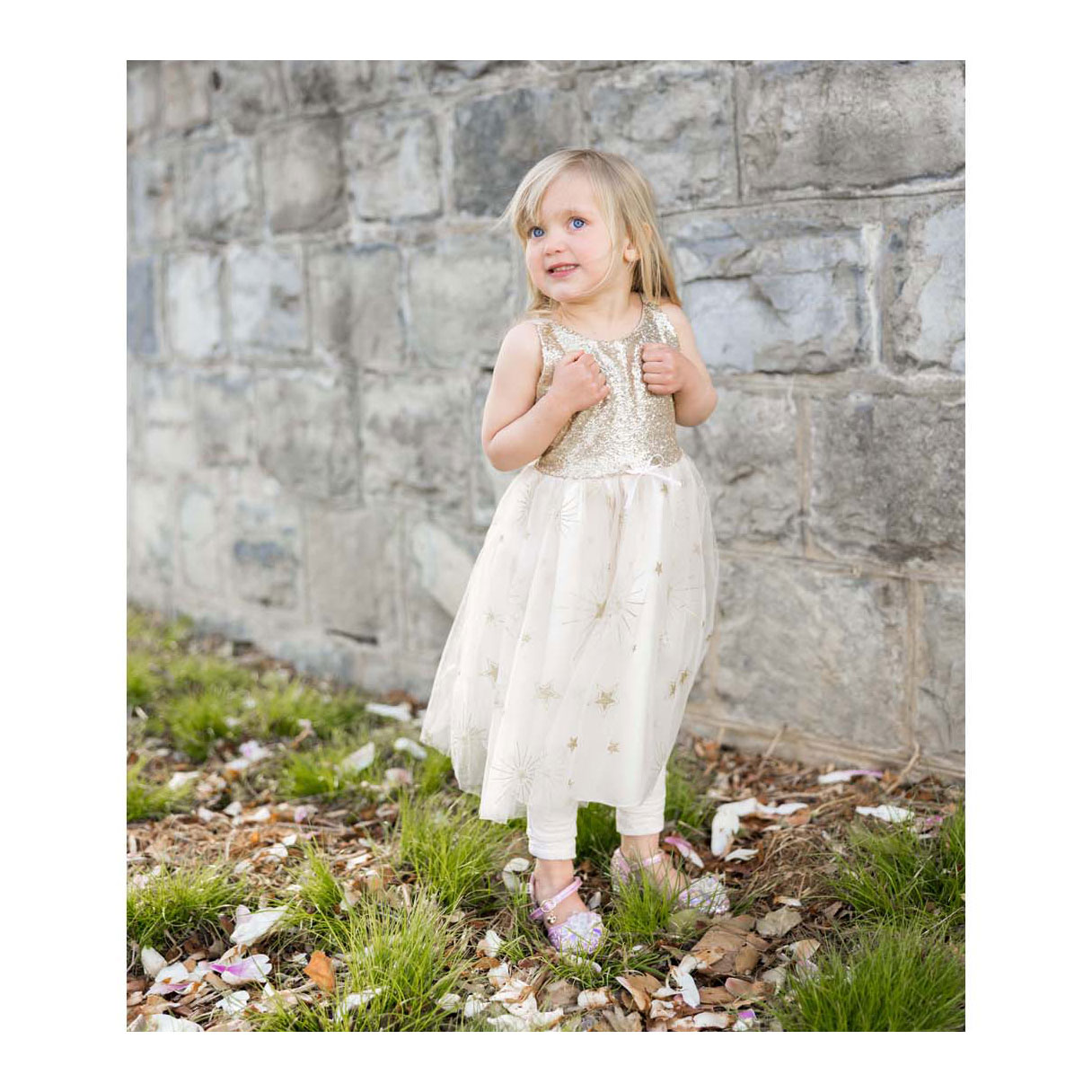 Gouden Glam Feestjurk - 3-4 Jaar