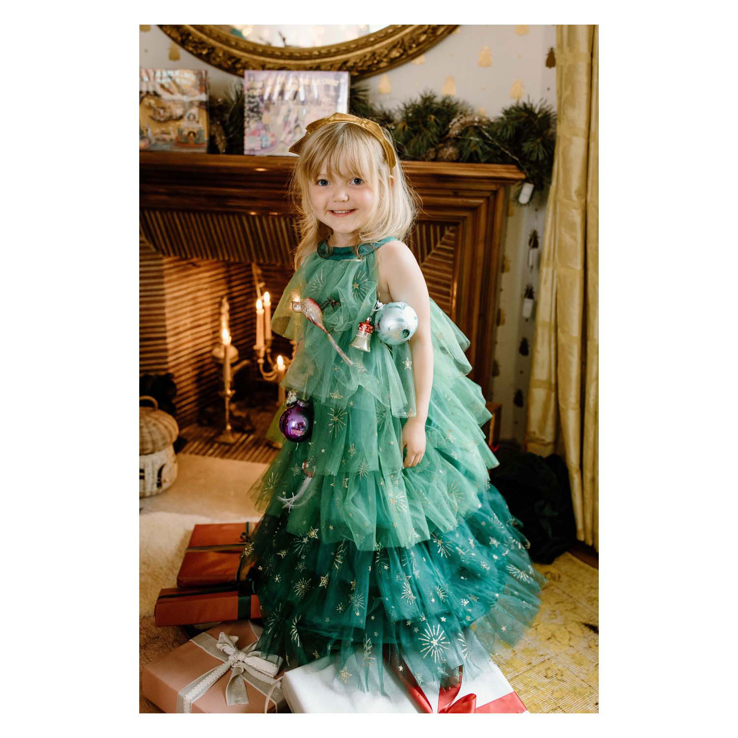 Robe sapin de Noël avec bandeau - 3-4 ans