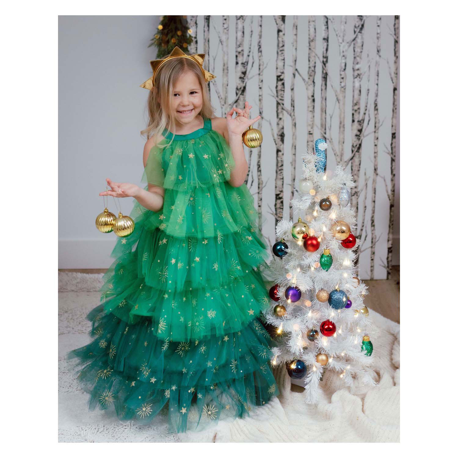 Robe sapin de Noël avec bandeau - 5-6 ans