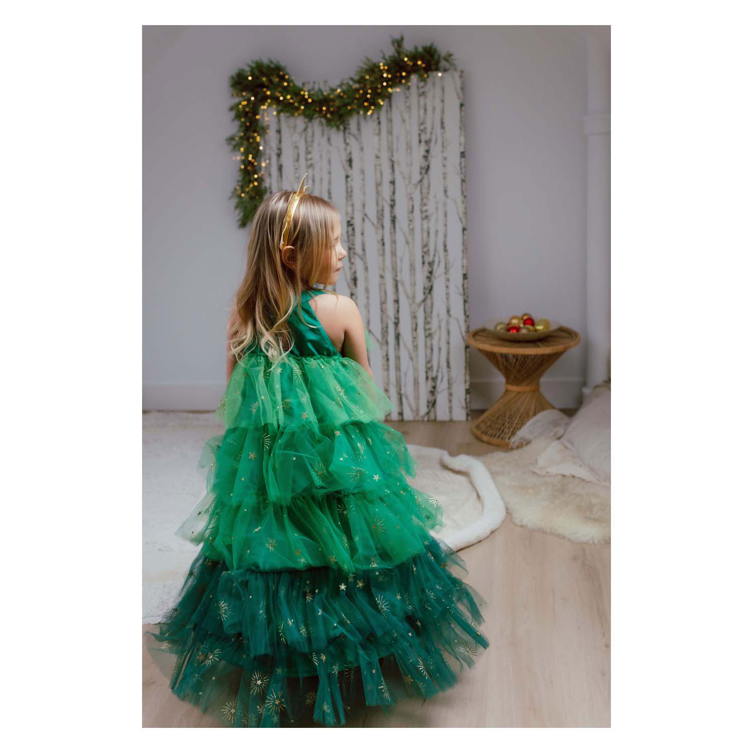 Robe sapin de Noël avec bandeau - 5-6 ans