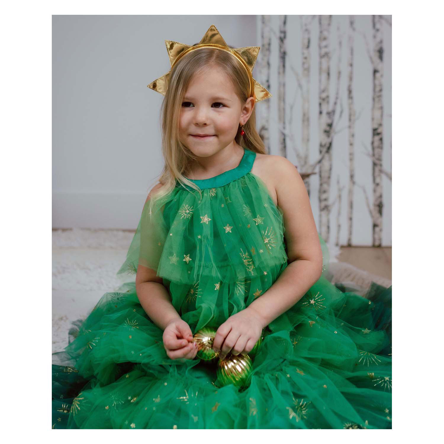 Robe sapin de Noël avec bandeau - 5-6 ans