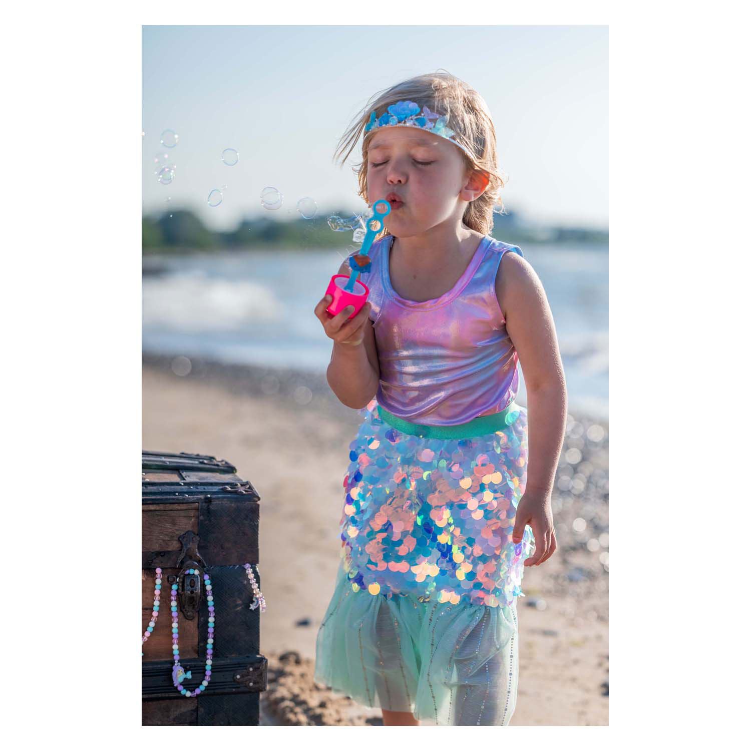 Zeemeerminrok met Haarclip Mint - 4-6 Jaar