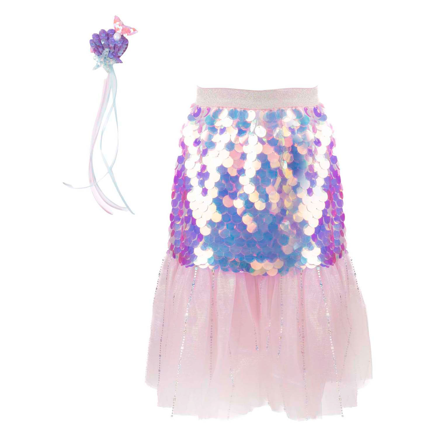 Zeemeerminrok met Haarclip Roze - 4-6 Jaar