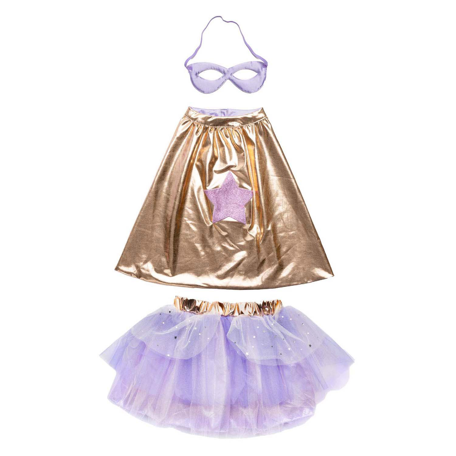Super-Duper Tutu met Cape & Masker Metallic - 4-6 Jaar