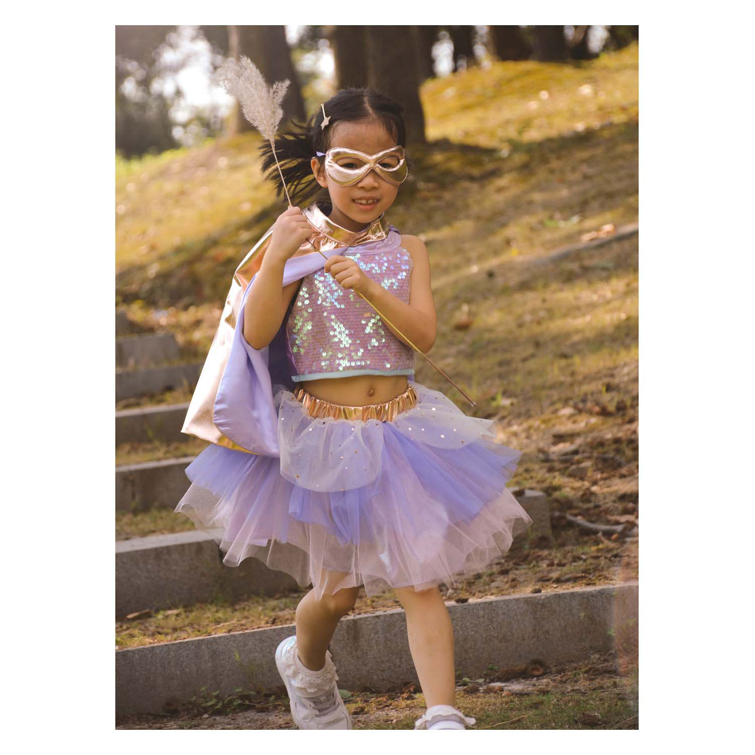Super-Duper Tutu met Cape & Masker Metallic - 4-6 Jaar