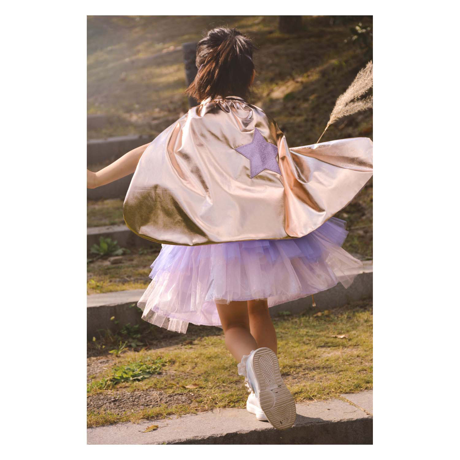 Super-Duper Tutu met Cape & Masker Metallic - 4-6 Jaar