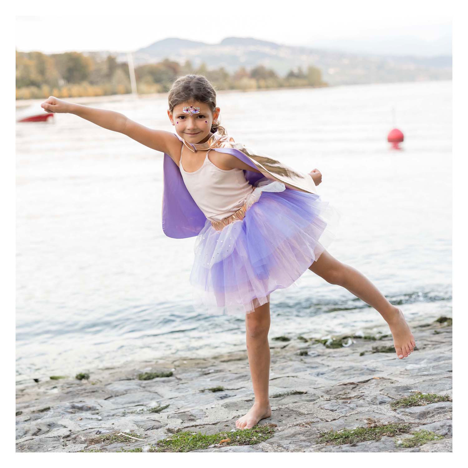 Super-Duper Tutu met Cape & Masker Metallic - 4-6 Jaar