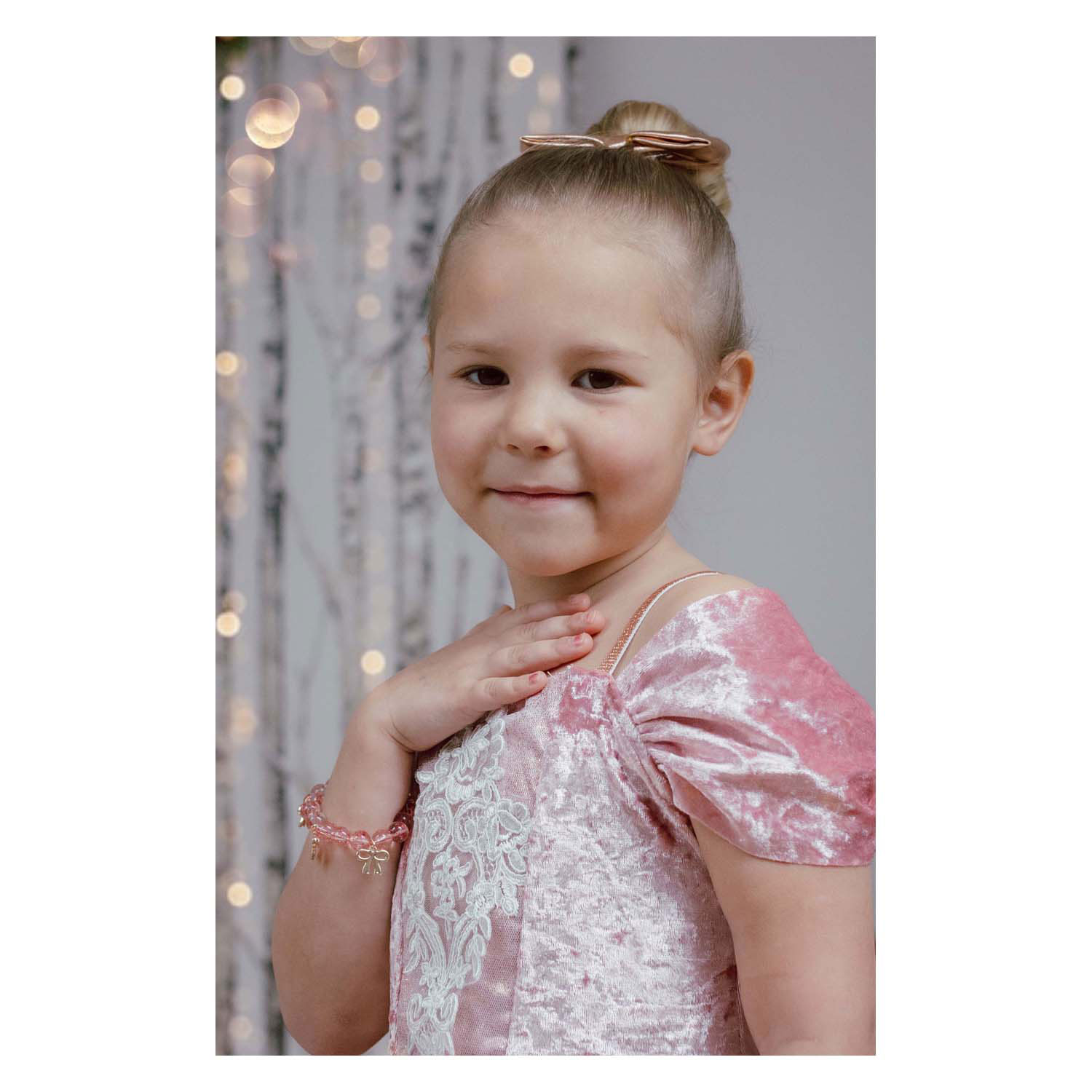 Bracelet de perles Precious Bows rose