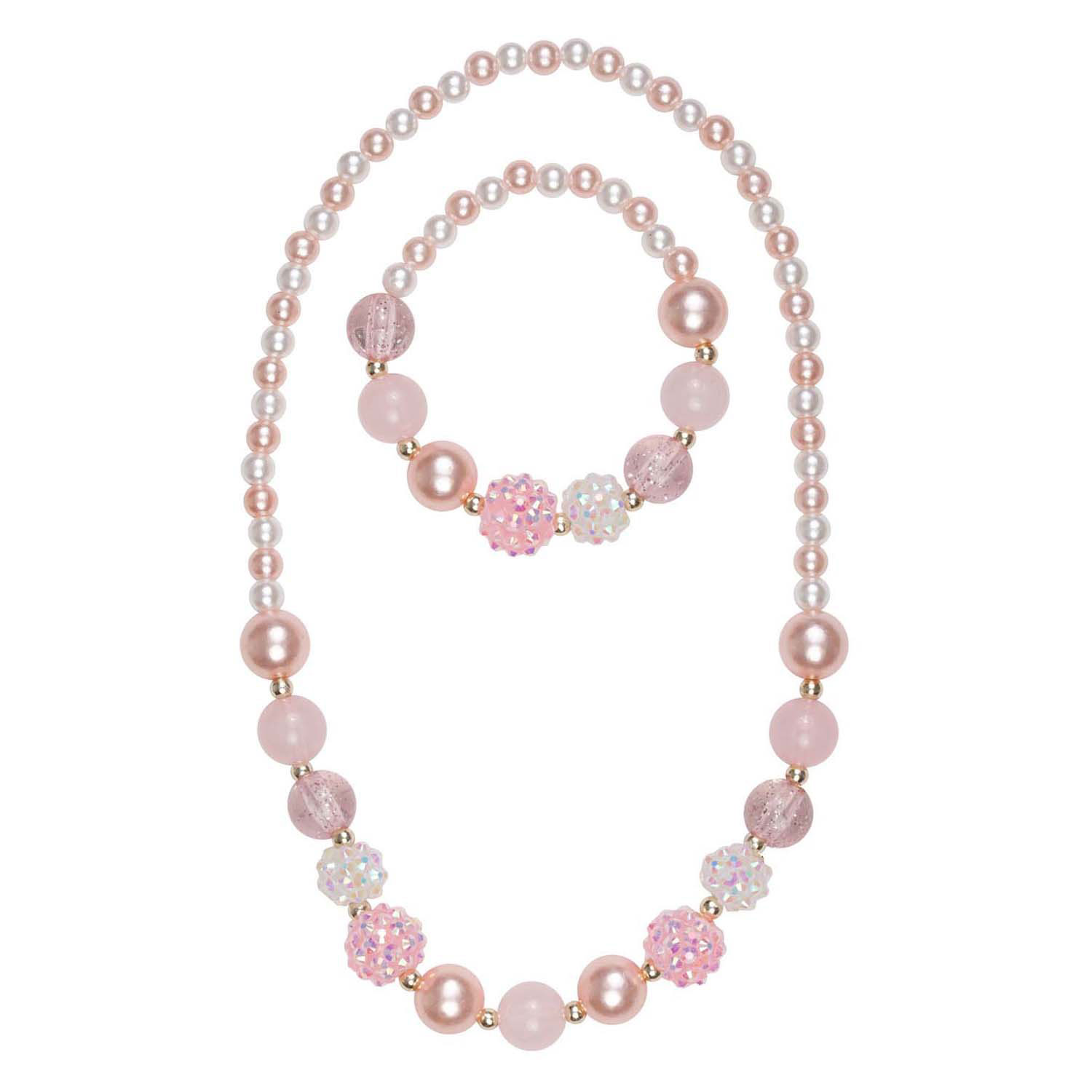 Perlmuttrosa Ketting- und Armband-Set - 2 Stück.