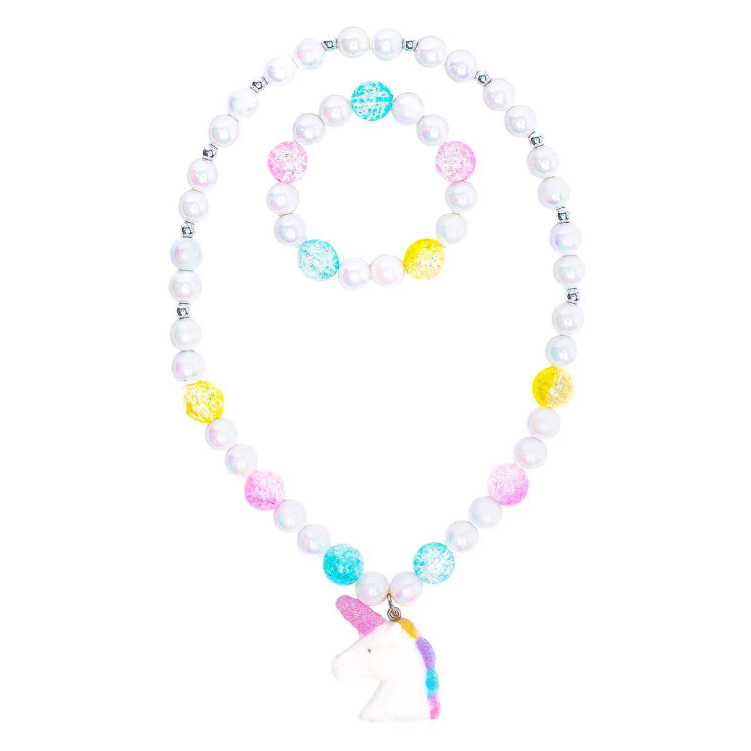 White Unicorn Ketting en Armband Set - 2st.