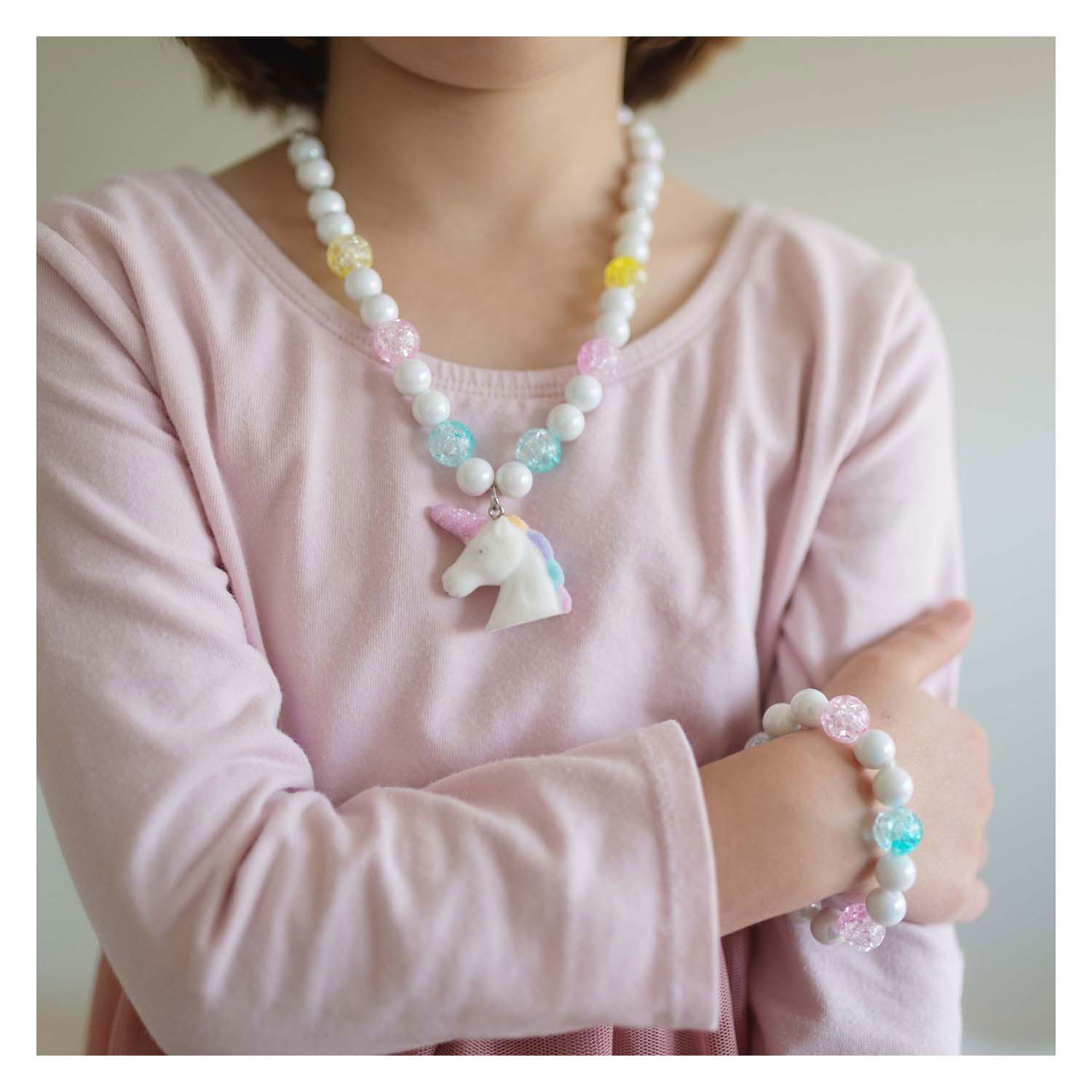 White Unicorn Ketting en Armband Set - 2st.
