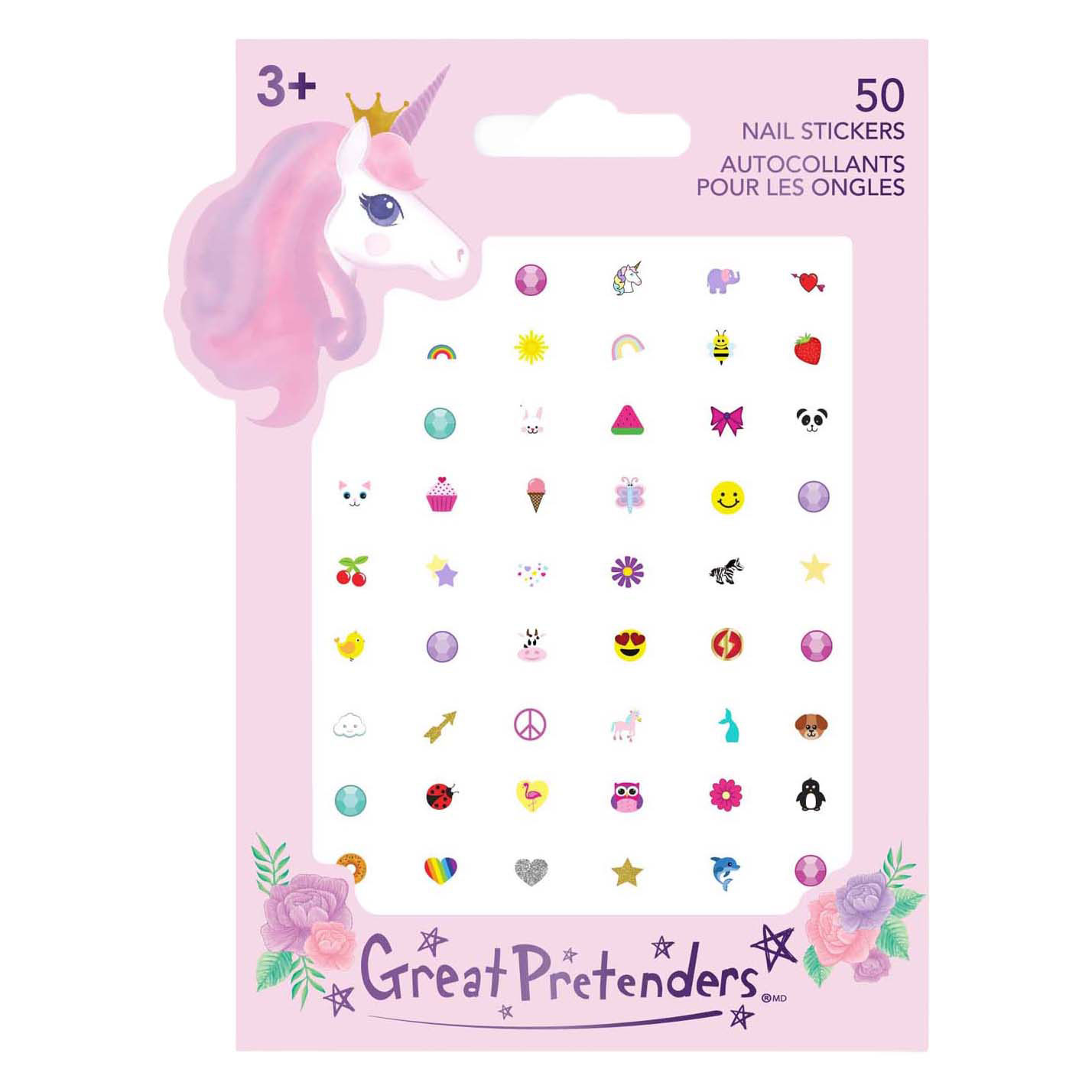 Autocollants pour ongles licorne - 50 pièces.