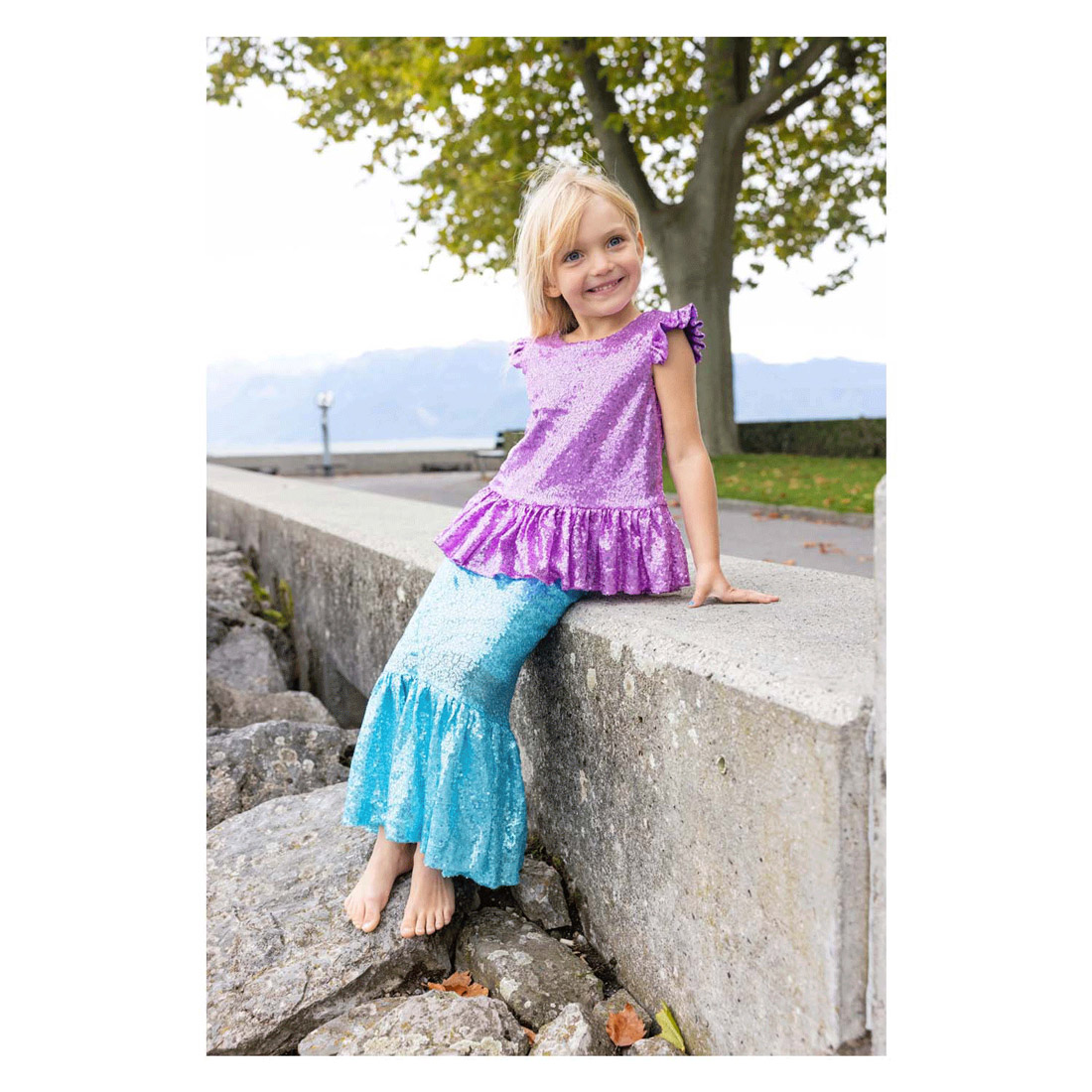 Zeemeerminnenoutfit met Pailletten - 3-4 jaar
