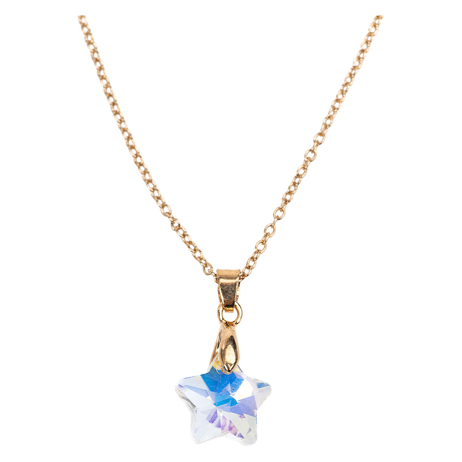 Collier de créateur orné d'une étoile holographique, assorti à une bague et des boucles d'oreilles assorties.