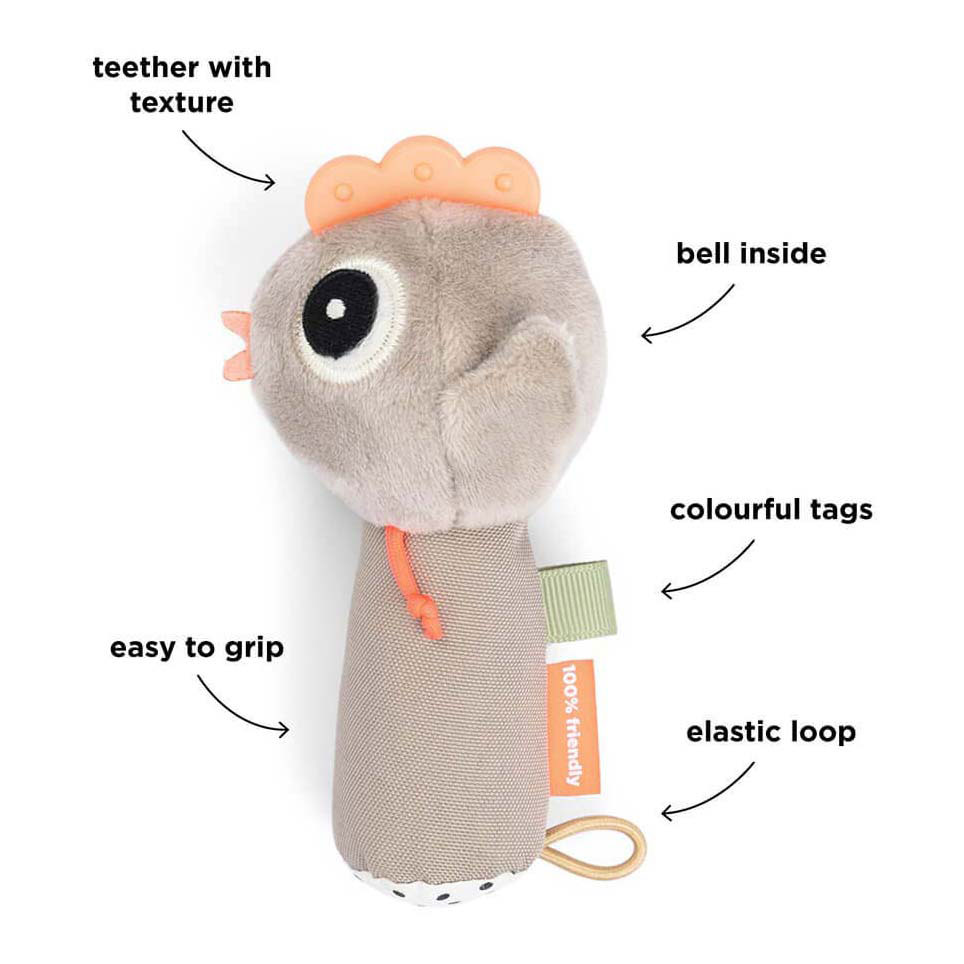 Hochet sensoriel petite ferme beige de Deer