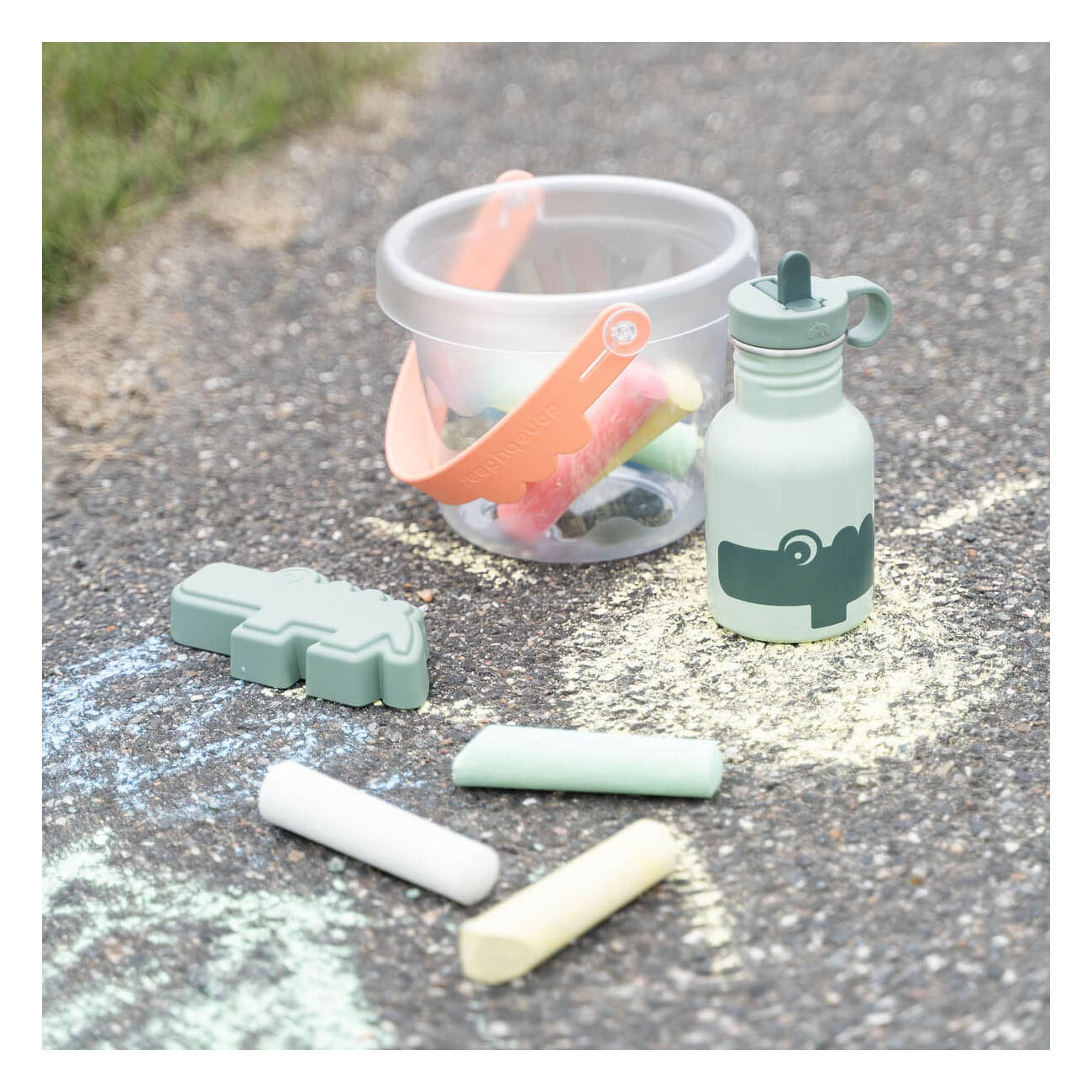 Done by Deer Metalen Drinkfles Croco Groen - 350 ml