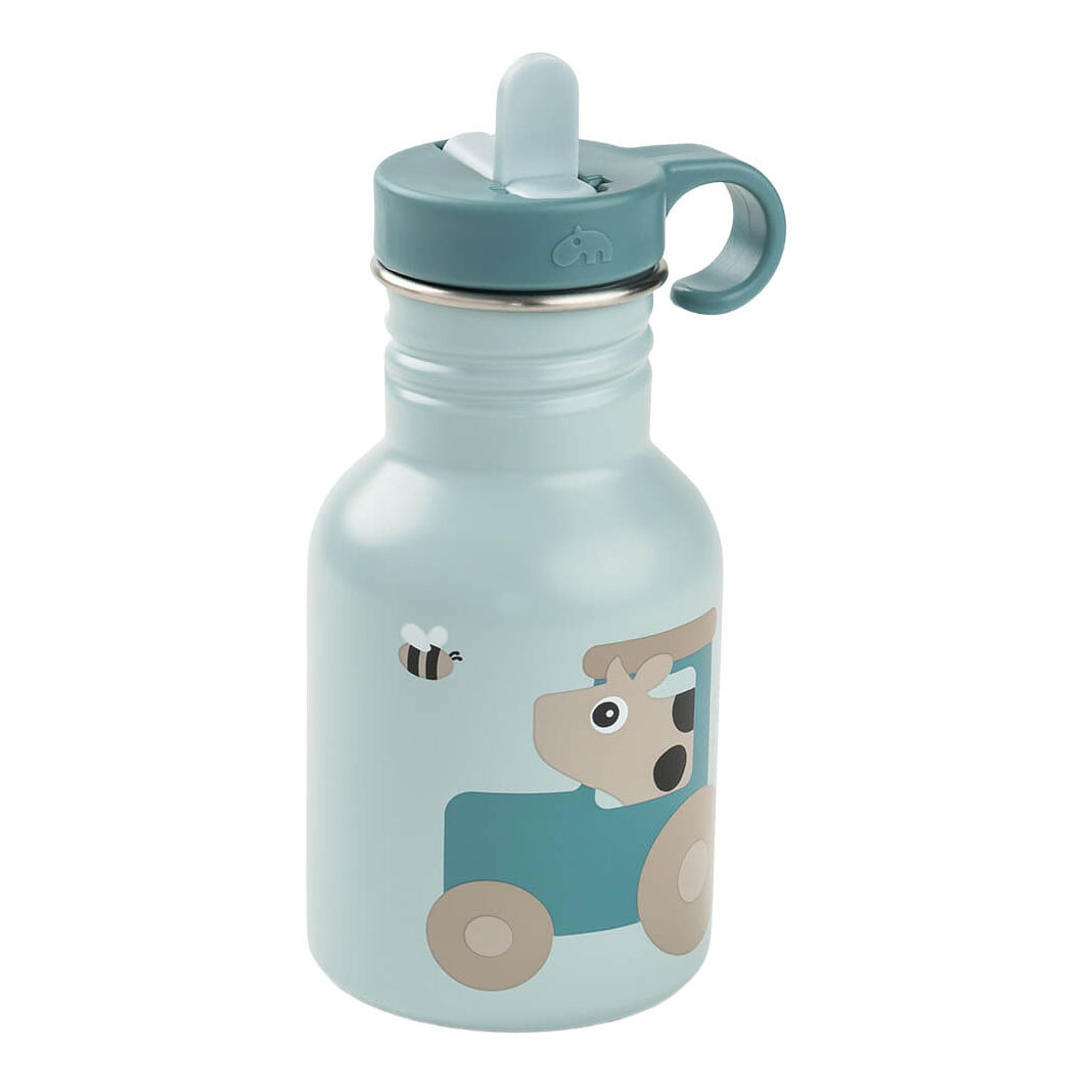 Done by Deer Metalen Drinkfles Tiny Farm Blauw - 350 ml