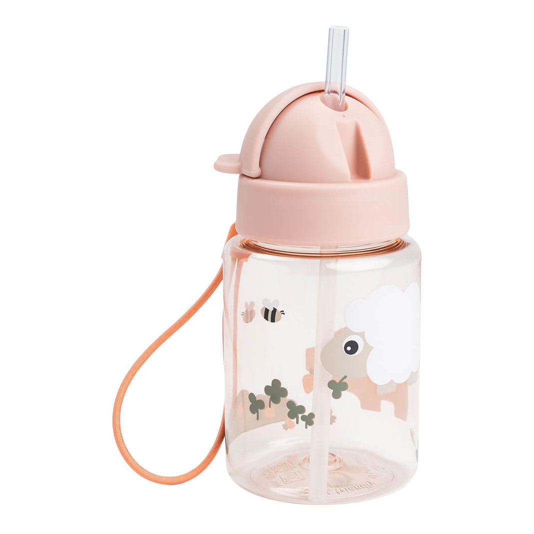 Done by Deer Drinkfles met Rietje Tiny Farm Roze - 280 ml