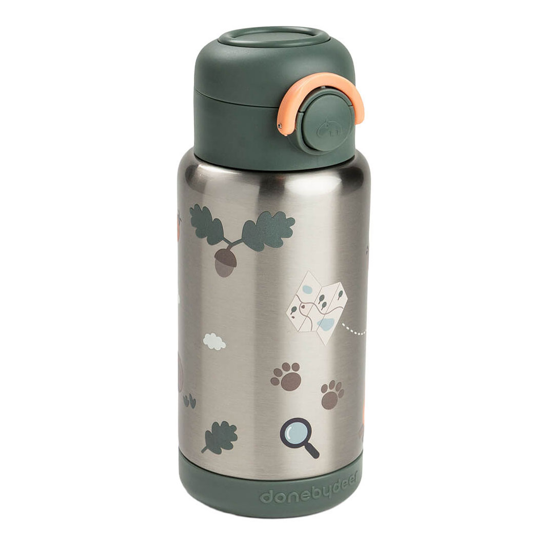 Done by Deer Geïsoleerde Drinkfles met Rietje Tiny Trails Groen - 340 ml