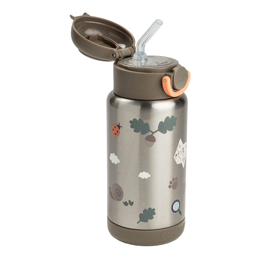 Done by Deer Geïsoleerde Drinkfles met Rietje Tiny Trails Zand - 340 ml