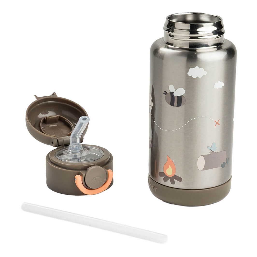 Done by Deer Geïsoleerde Drinkfles met Rietje Tiny Trails Zand - 340 ml