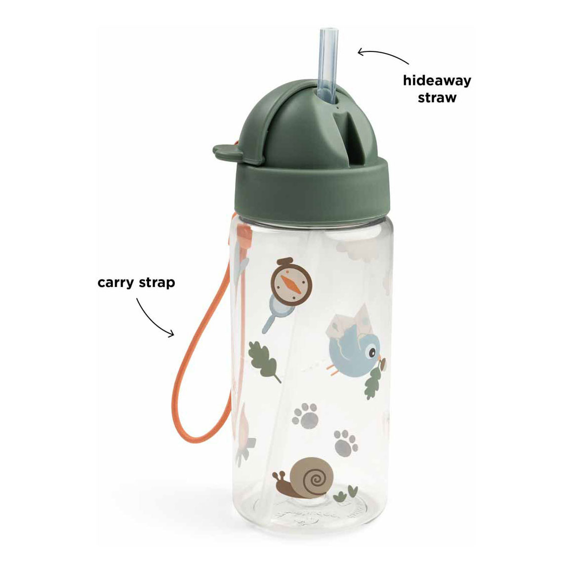 Done by Deer Drinkfles met Rietje Tiny Trails Groen - 350 ml