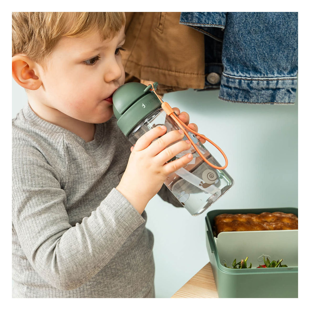 Done by Deer Drinkfles met Rietje Tiny Trails Groen - 350 ml