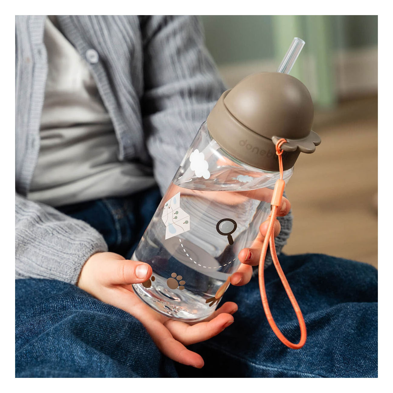Done by Deer Drinkfles met Rietje Tiny Trails Zand - 350 ml