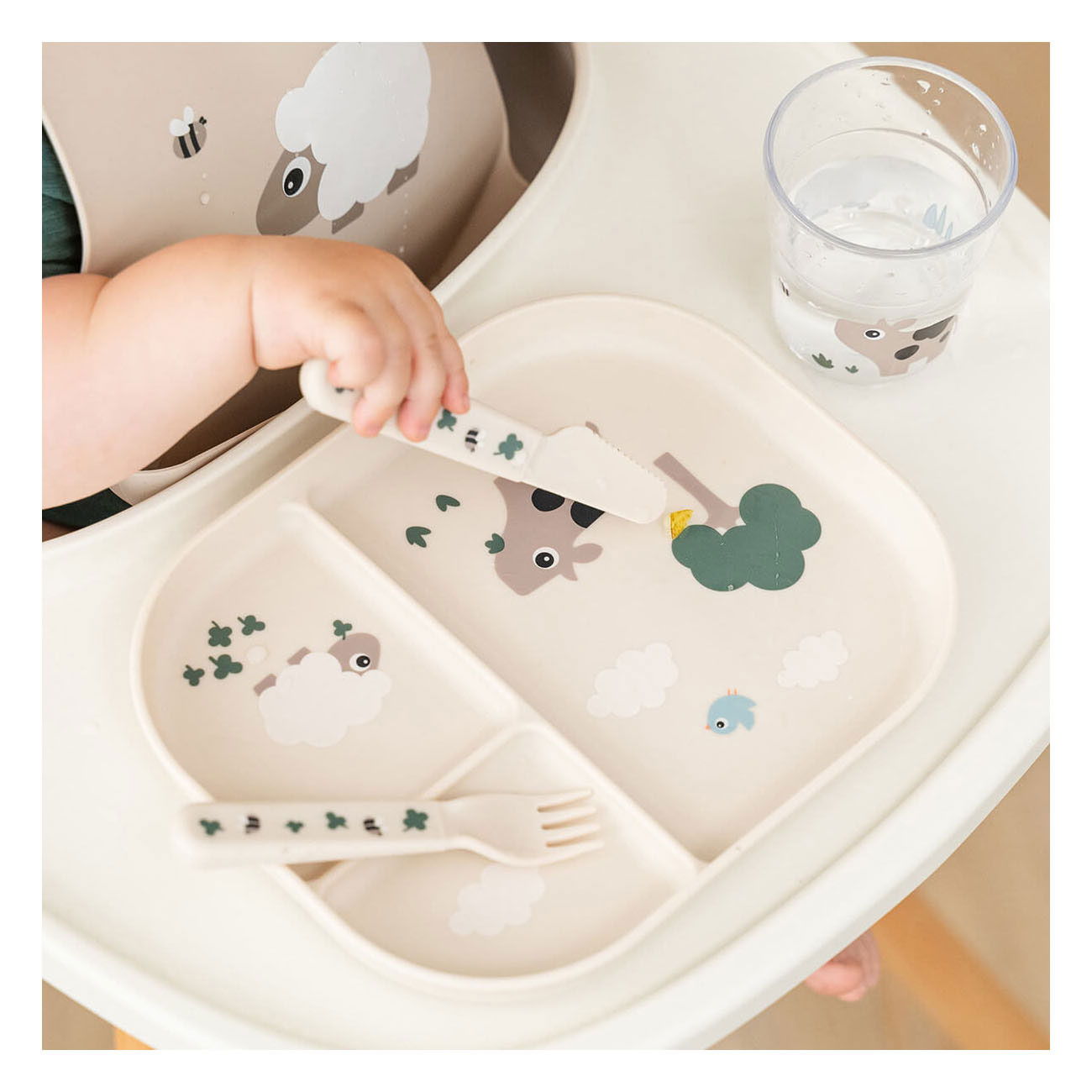 Ensemble de couverts Tiny Farm de Deer Foodie - Sable