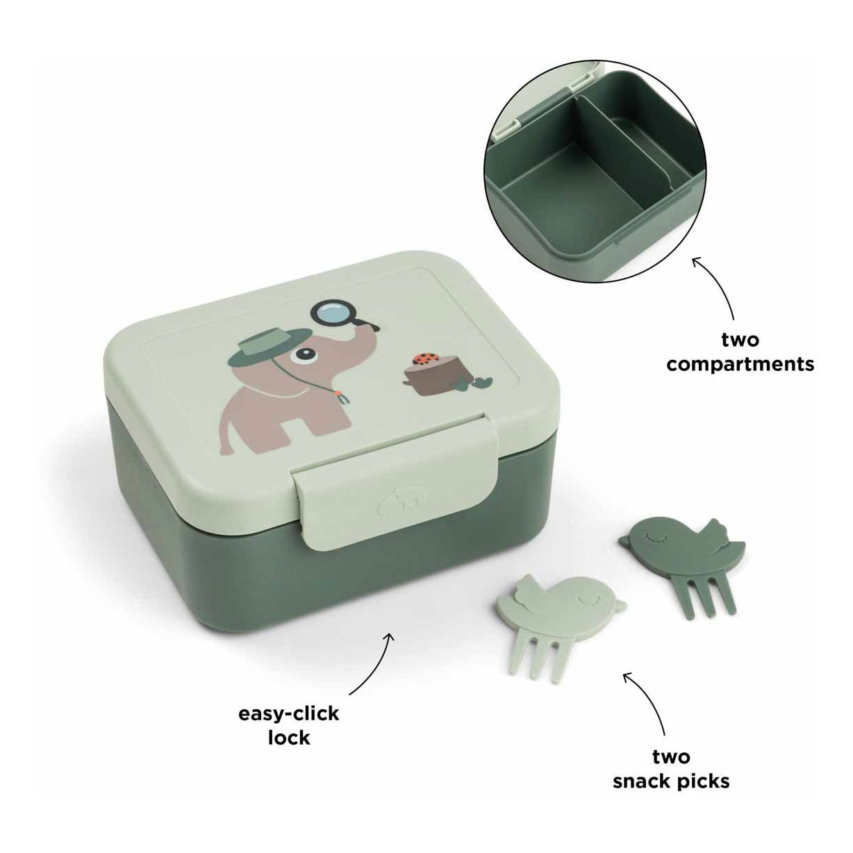 Done by Deer Lunchbox met Snackprikkers Tiny Trails - Groen