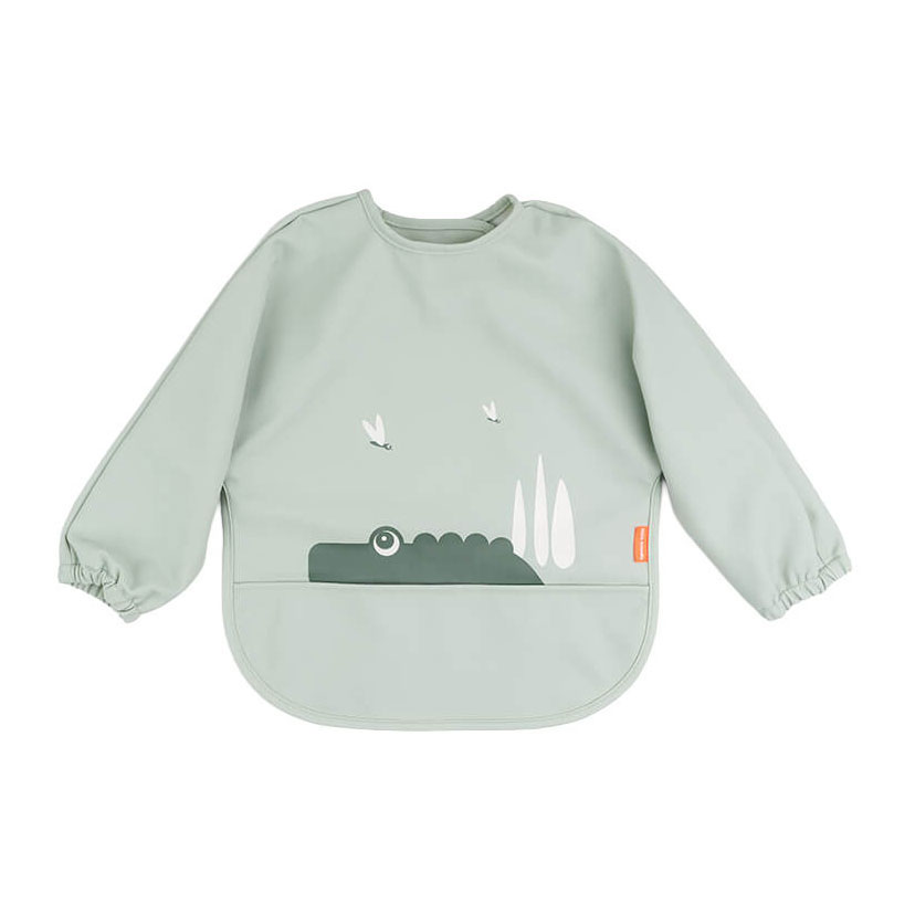 Done by Deer Slabbetje met Mouwen en Opvangvak Croco - Groen