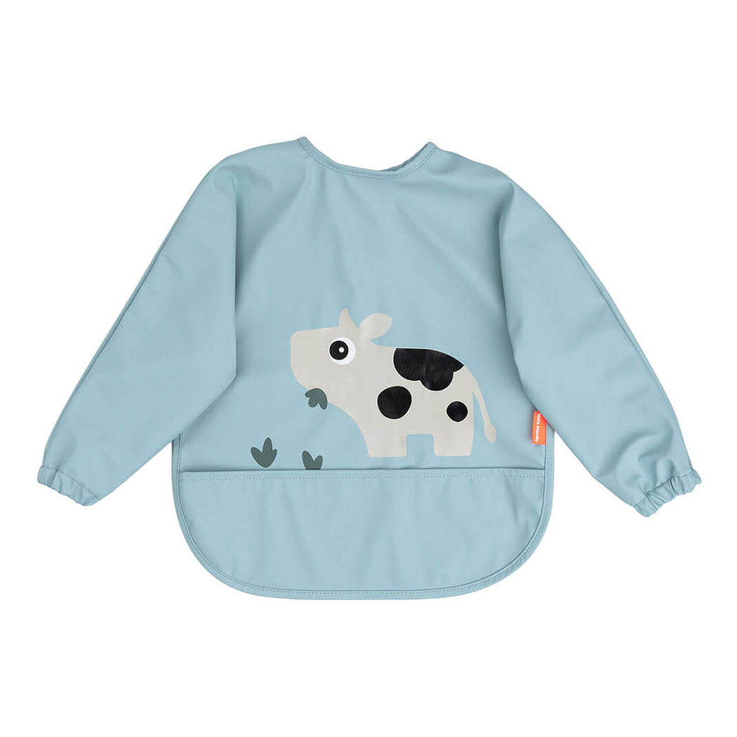 Done by Deer Slabbetje met Mouwen en Opvangvak Tiny Farm - Blauw
