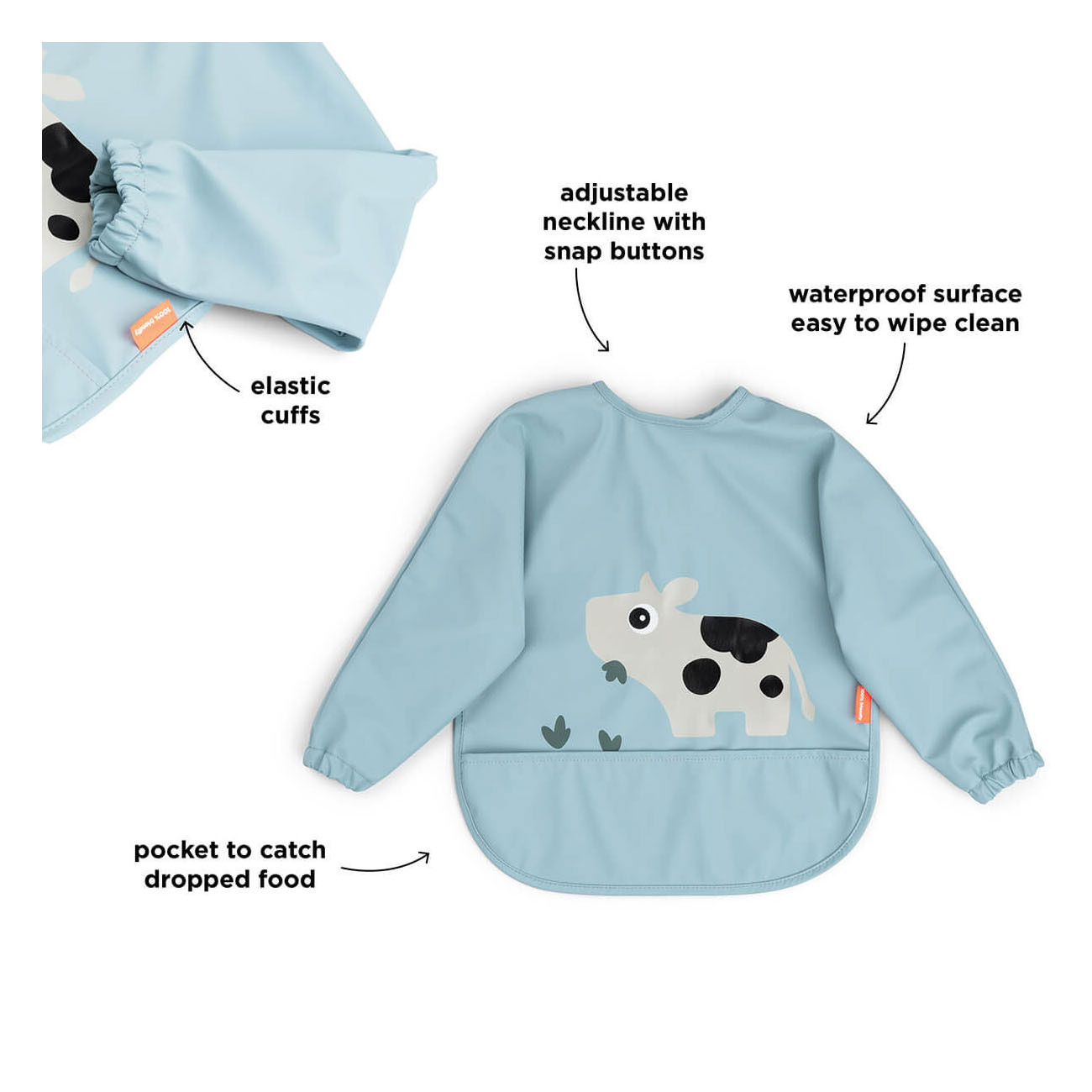 Done by Deer Slabbetje met Mouwen en Opvangvak Tiny Farm - Blauw