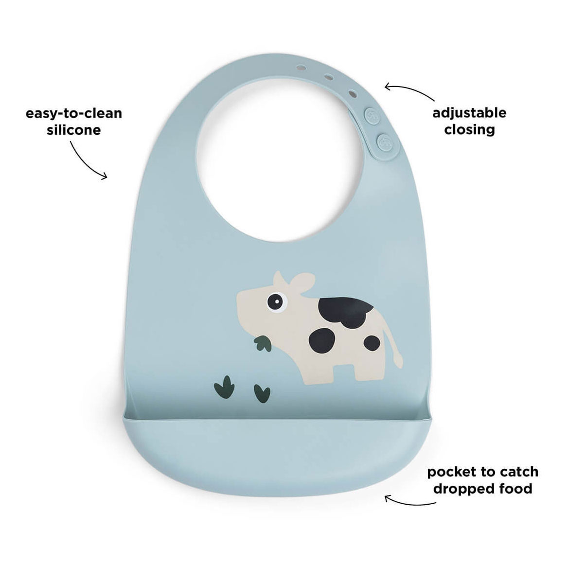 Bavoir en silicone Deer Bib Dotti - Bleu