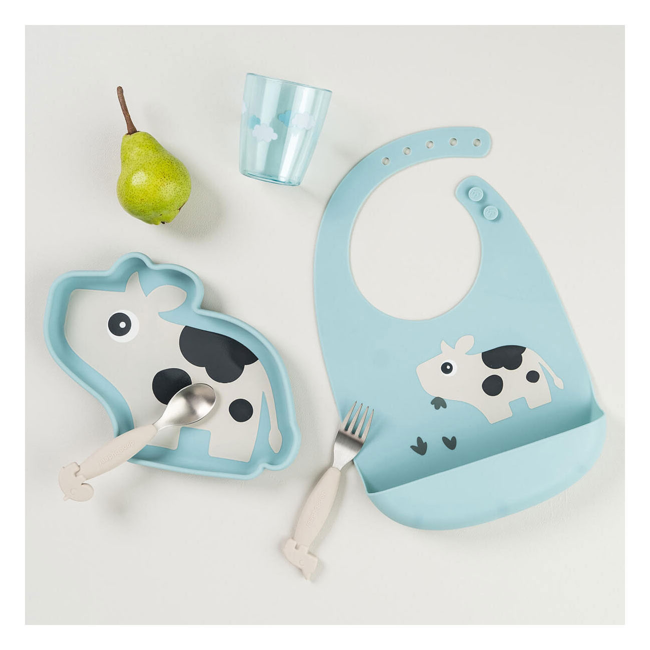 Bavoir en silicone Deer Bib Dotti - Bleu