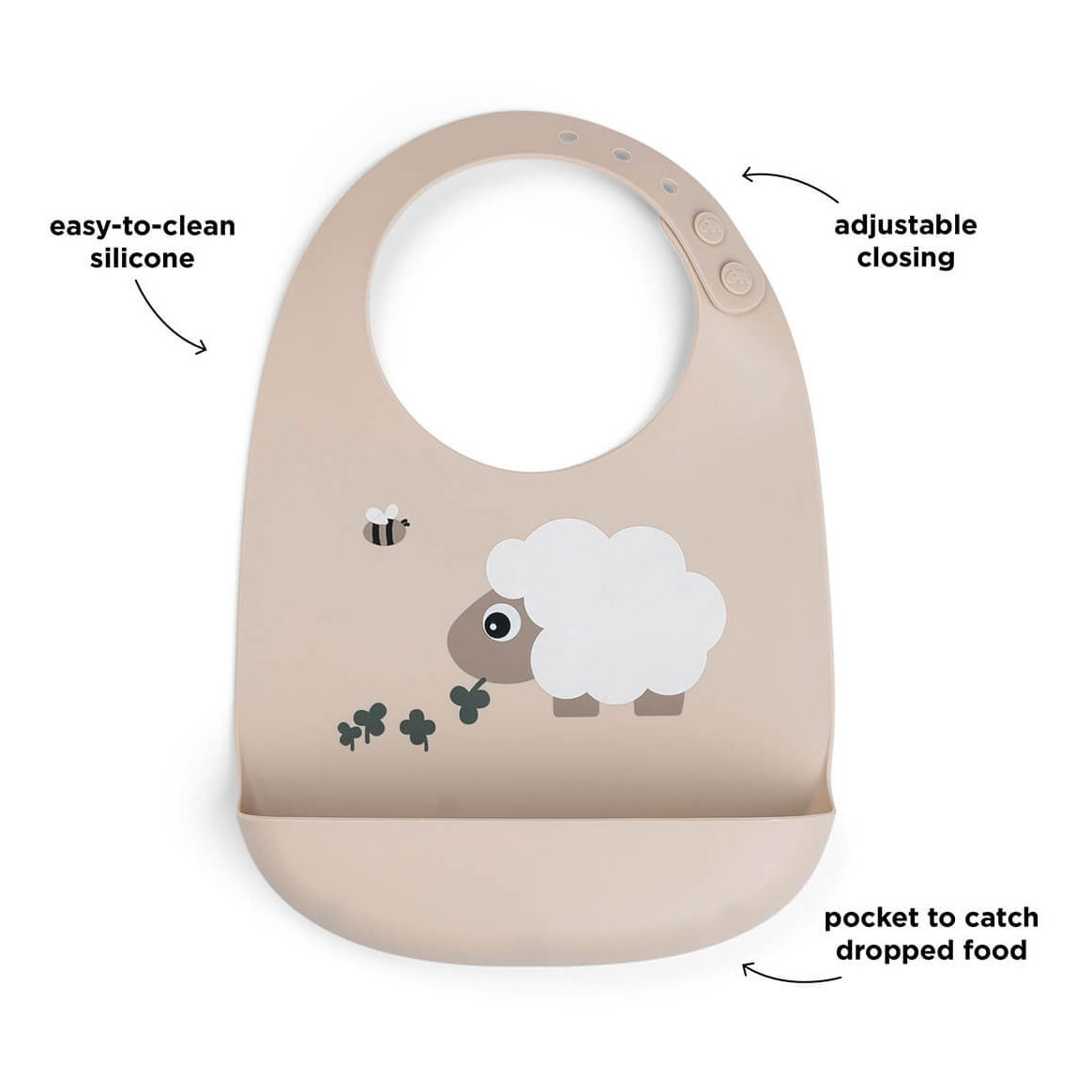 Réalisé par Deer Silicone Bib Sheepy - Sable