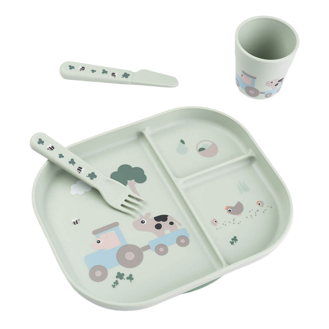 Done by Deer Foodie Dinerset met Zuignap Tiny Farm - Groen