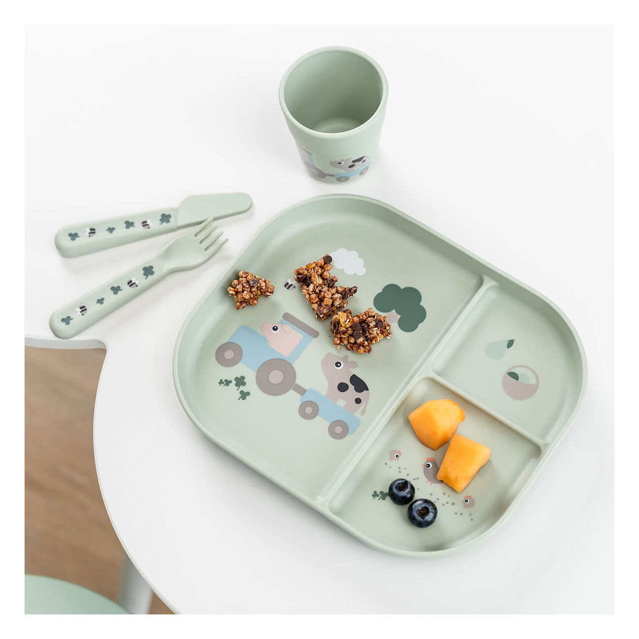 Done by Deer Foodie Dinerset met Zuignap Tiny Farm - Groen