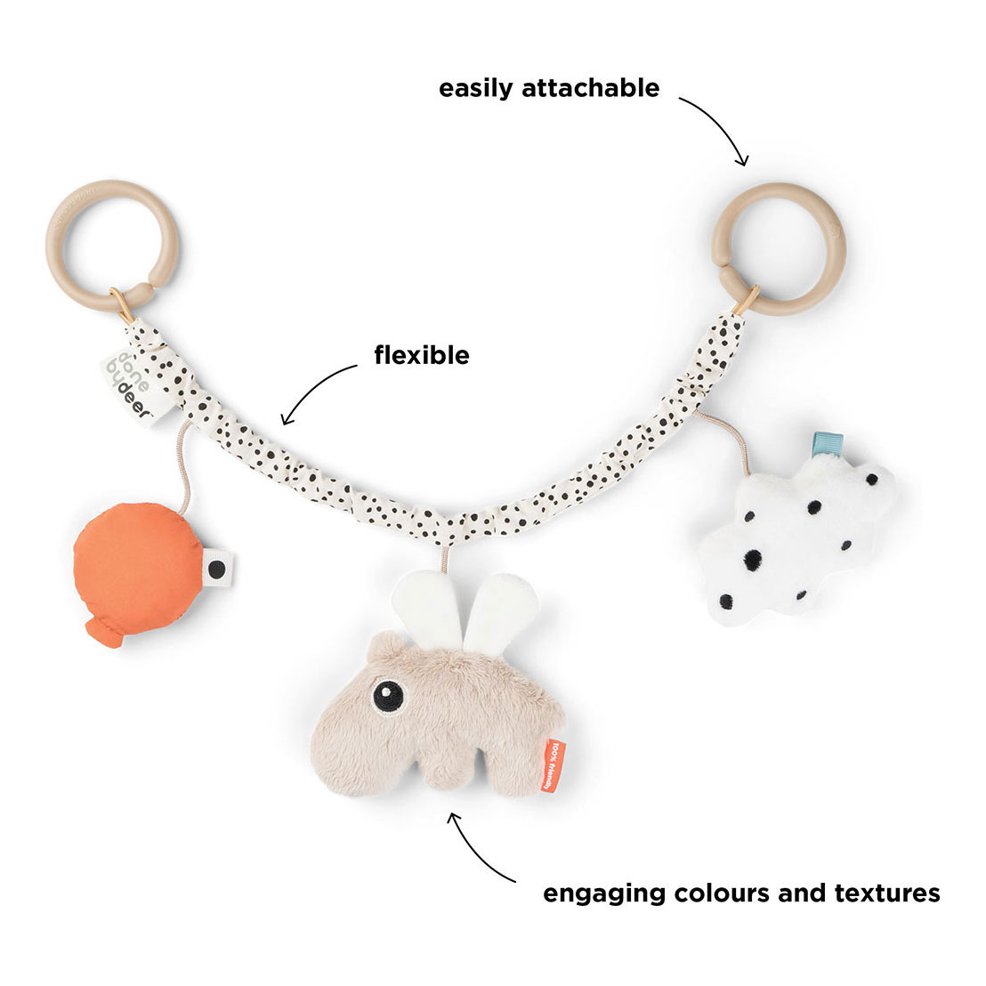 Done by Deer Kinderwagenhanger Happy Clouds - Zand