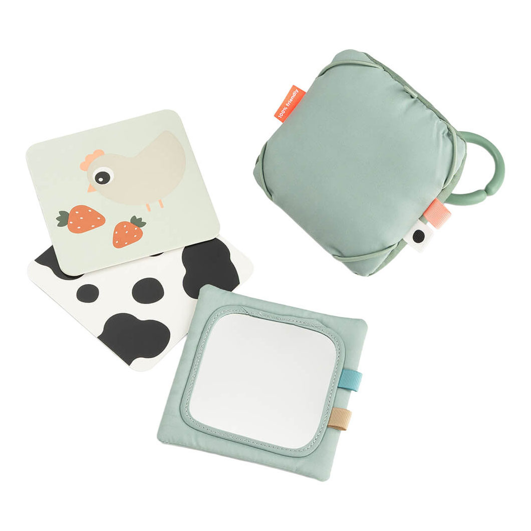 Done by Deer Baby Contrastkaarten Houder Tiny Farm - Groen