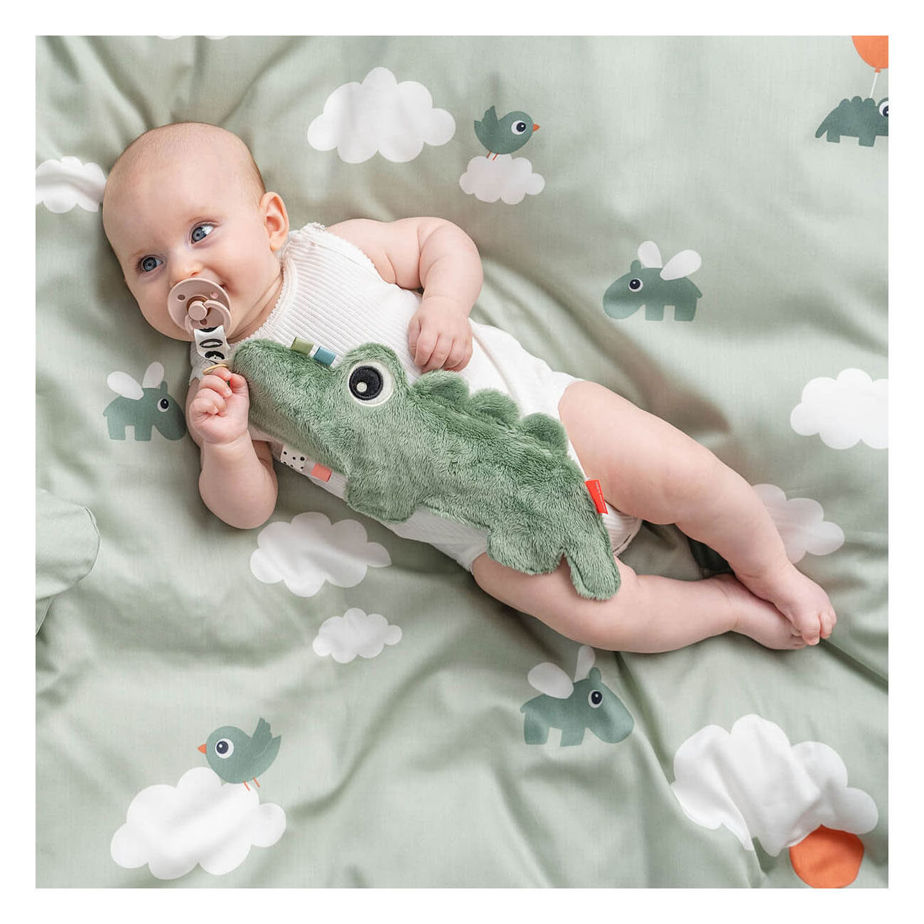 Done by Deer Knuffeldoekje Croco - Groen