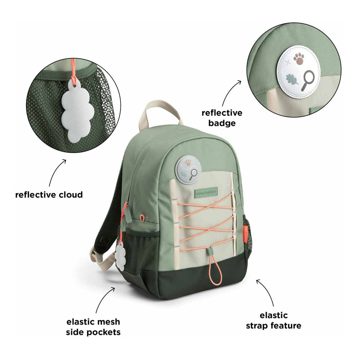 Done by Deer Junior Rugzak Tiny Trails Groen - 13 L