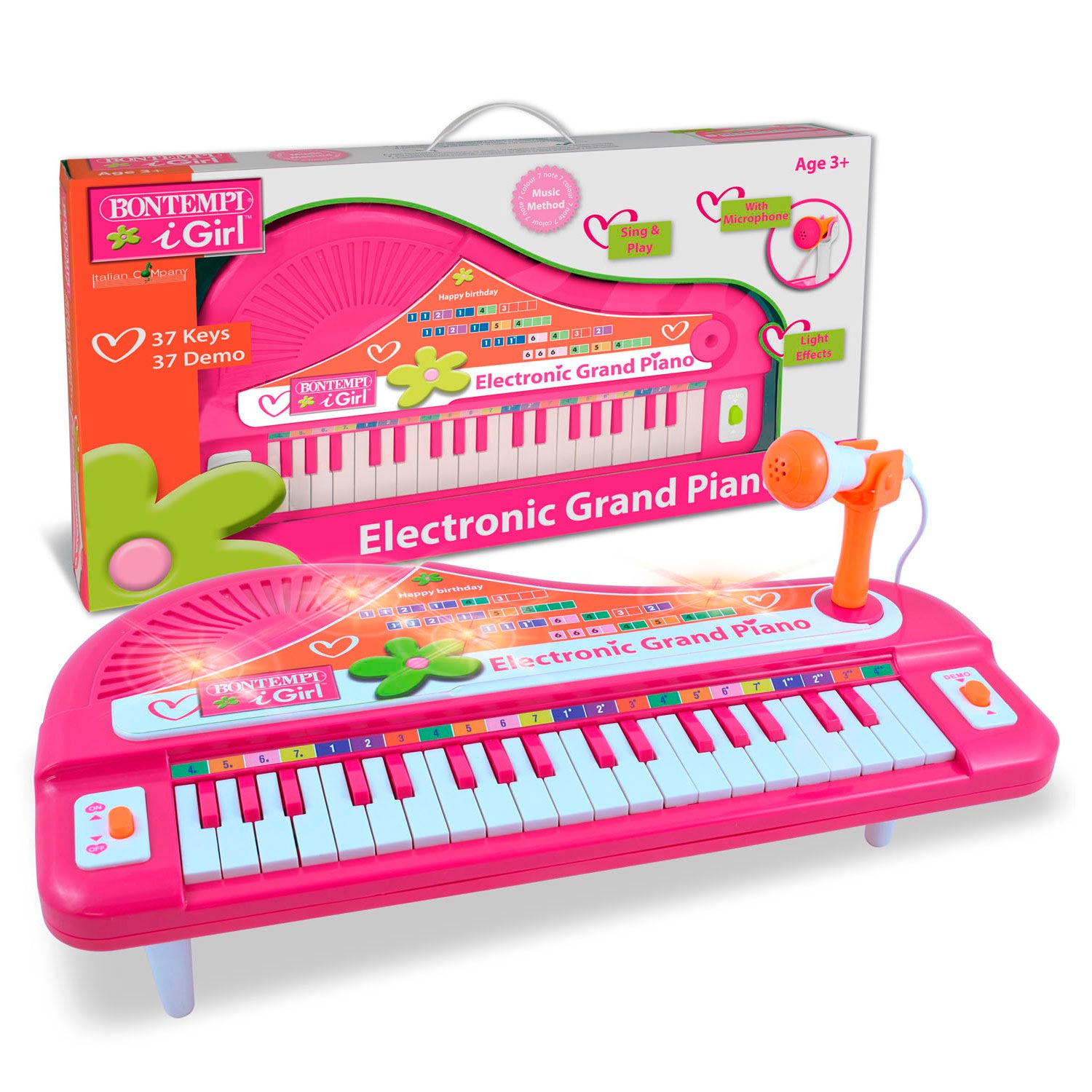 Bontempi Piano met Microfoon - Roze