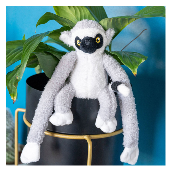 Jungle Mates Knuffel - Lemur Maki Grijs Zwart