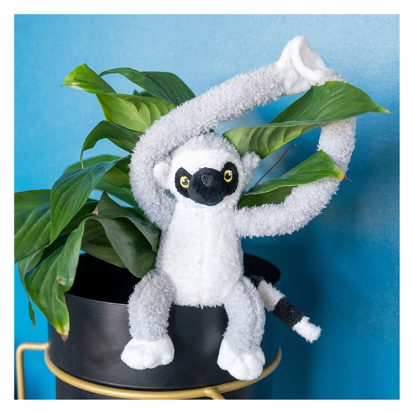 Peluche Jungle Mates - Lémurien Maki Gris Noir