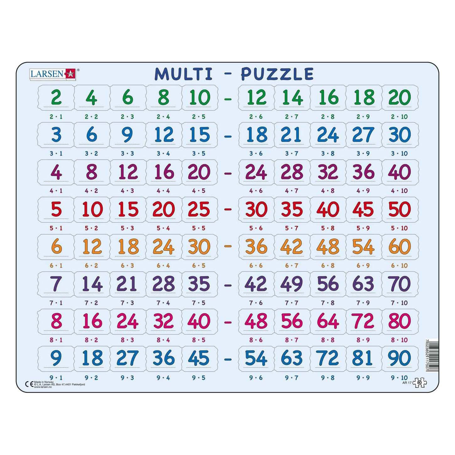 Larsen Legpuzzel Leren Rekenen - Tafels, 80st.