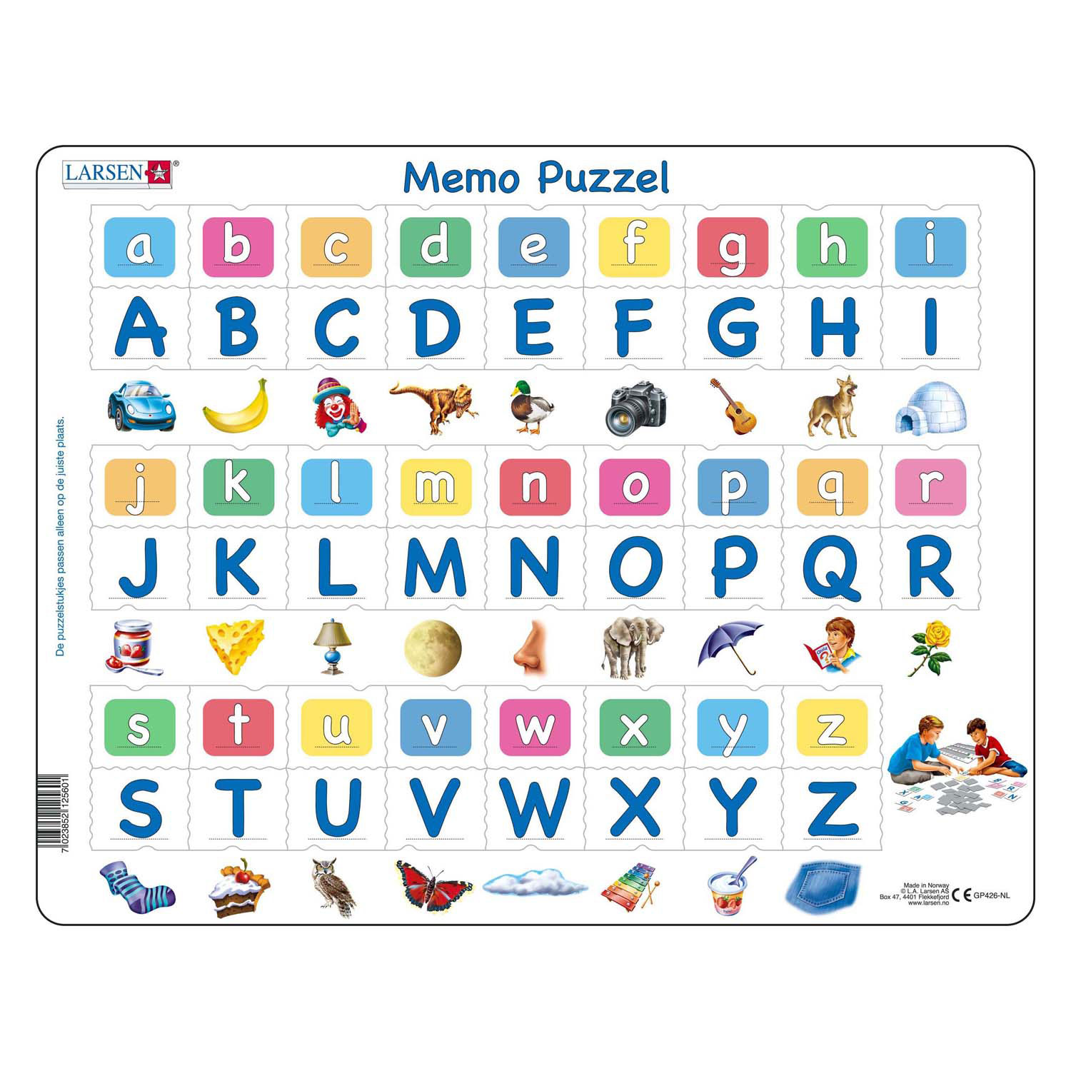 Larsen Memopuzzel Leren Lezen  - Het Alfabet met Afbeeldingen, 52st. 
