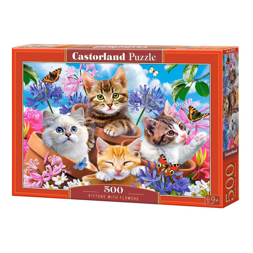 Puzzle Castorland Chatons avec fleurs, 500 pièces.